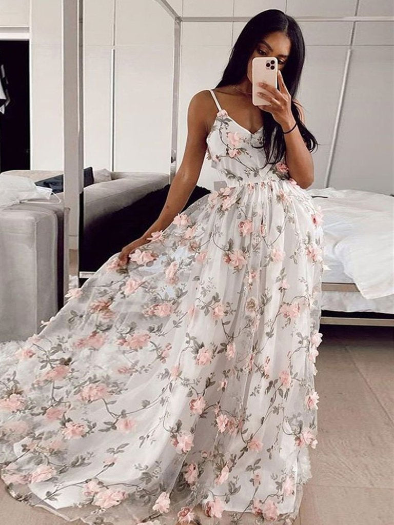 white dress with flowers